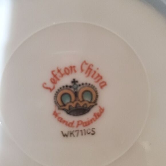 VINTAGE Lefton China Rose Tea Cup and Saucer reticulated - Picture 5 of 5